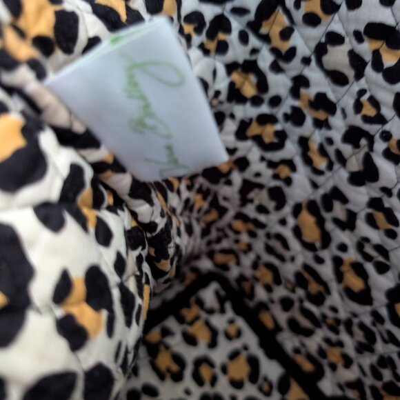 Vera Bradley Black Quilted Weekender Tote Bag with Leopard Inside - Picture 6 of 16